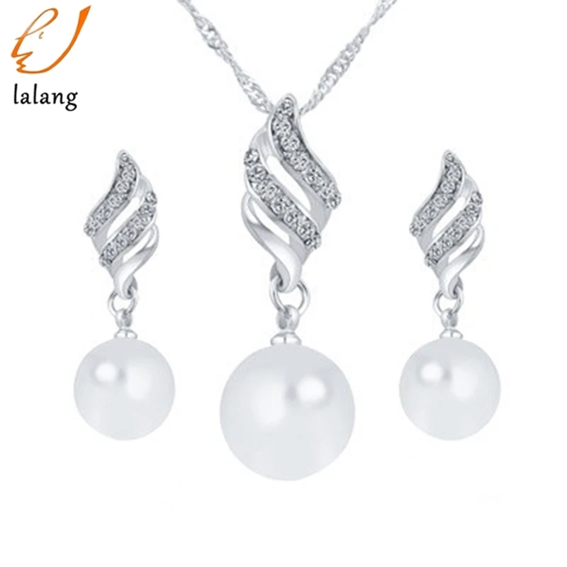 Женские Ювелирные наборы имитация жемчуга ожерелье очаровательные стразы