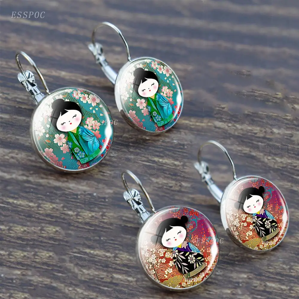 Милые серьги-кольца с фотографией куклы бронзовые серебряные металлические