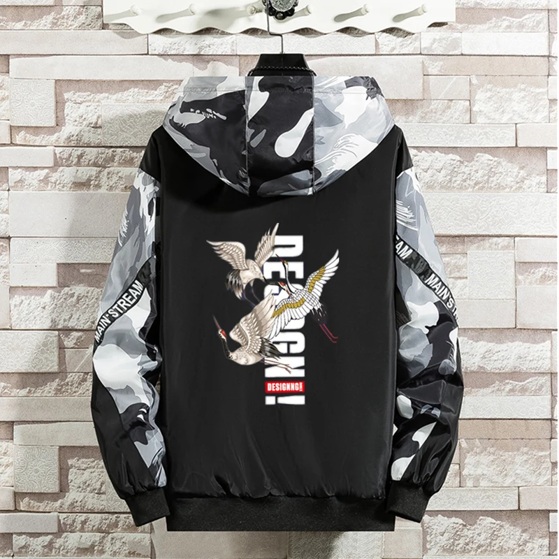 

Hip Hop Windbreaker Jackets Men Japanese Streetwear Baseball Hooded Thin Punk Harajuku Women Loose Coat Harajuku Devil Coat Male