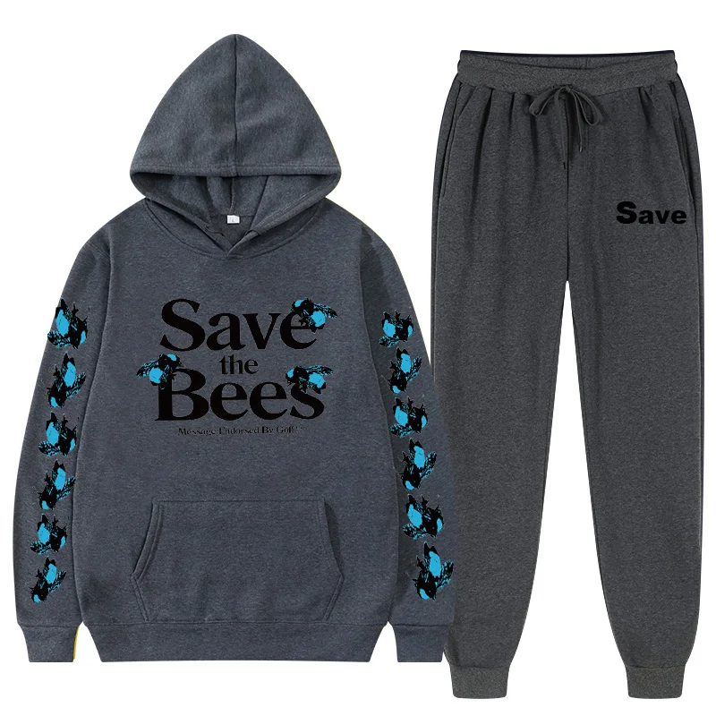 

Sweat Suit Save Bees Autumn Winter Set Tracksuit Sweatershirts Man Women Tops Pants Student Streetwear Casual Loose Clothes