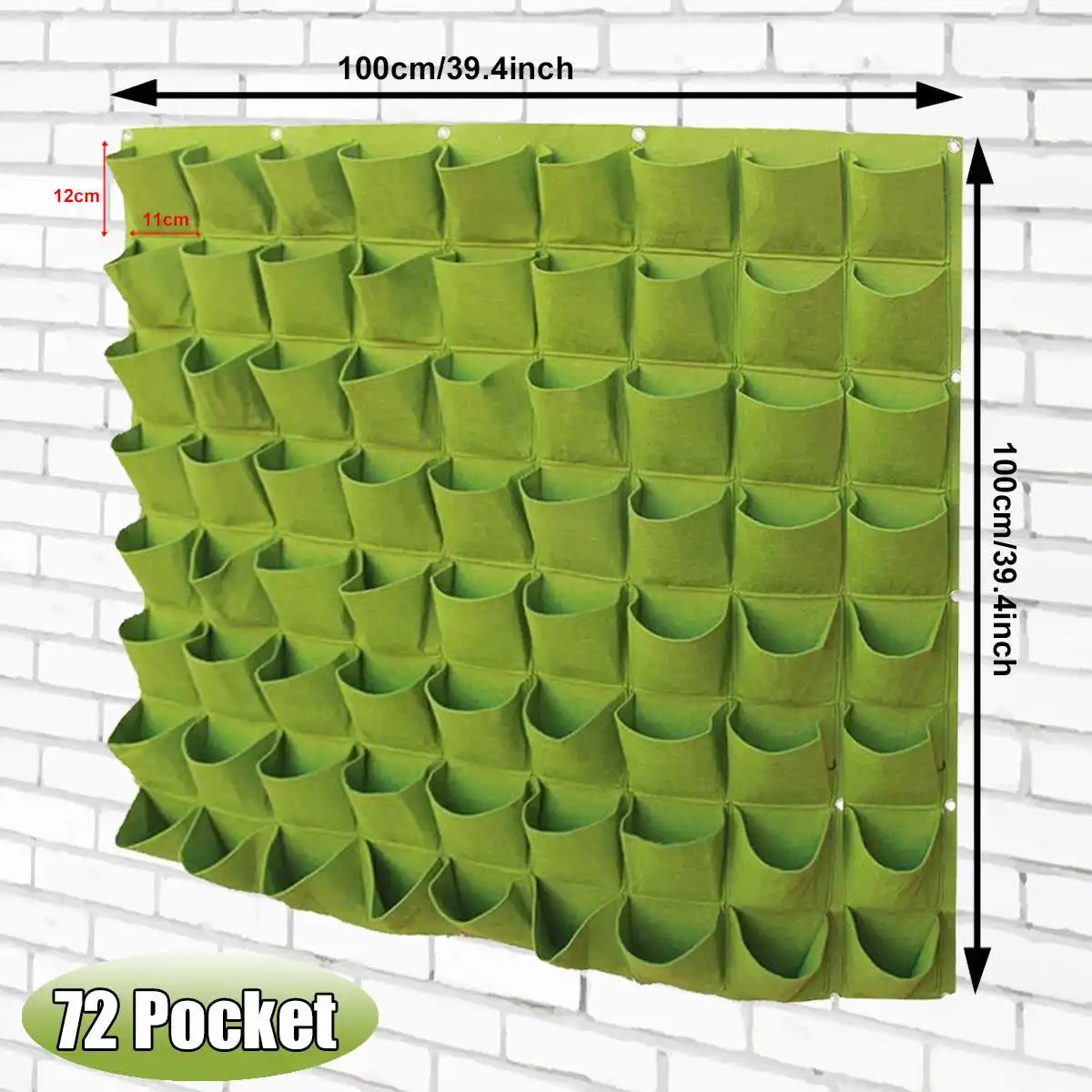 

100x100cm 72 Pocket Planting Bag Hanging Wall Vertical Planter Hanging Flower Herb Garden Supply