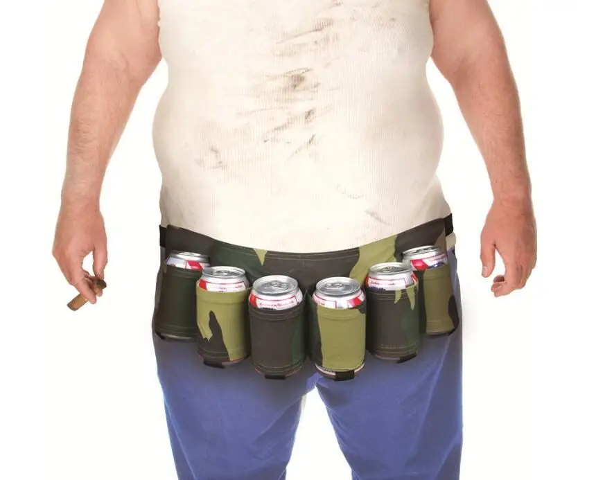 

HiMISS Beer Belt canvas Outdoor Climbing Camping Hiking 6 Pack Holster Portable Bottle Waist Beer Belt Bag 60-80 cm