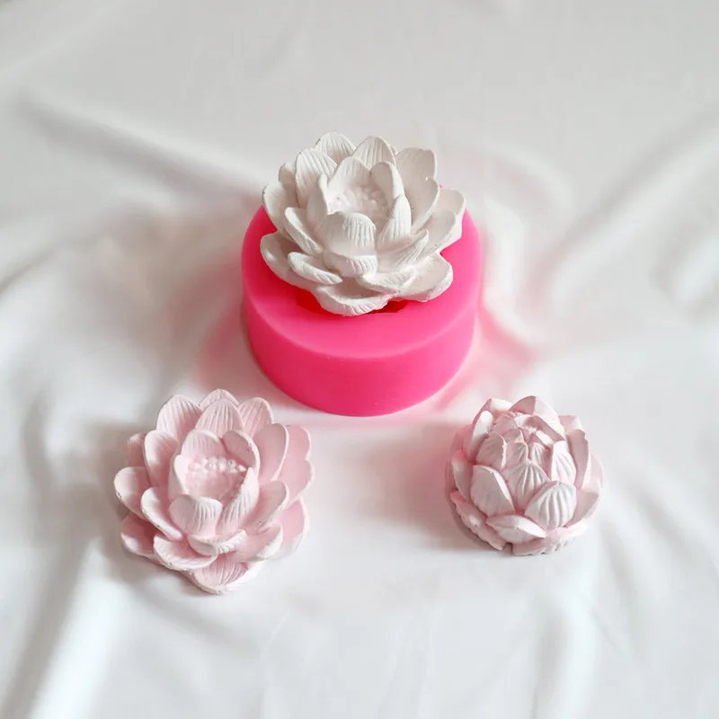 

3D lotus Silicone Soap mold Flower shapelotus mold aromatherapy gypsum decoration mold chocolate handmade soap aroma candle mold