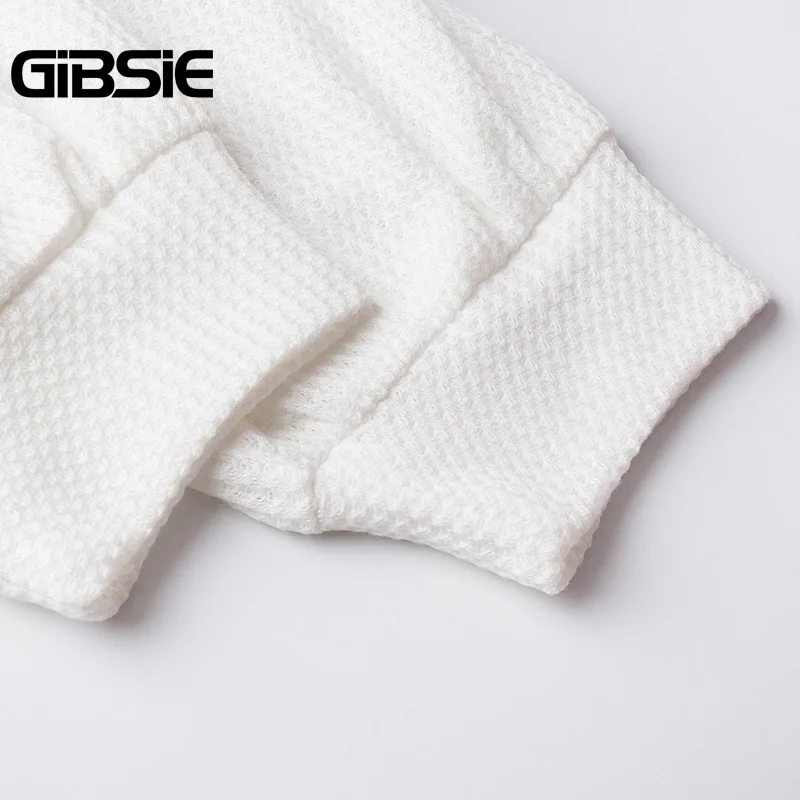 Женская трикотажная футболка GIBSIE повседневный белый пуловер с открытыми плечами