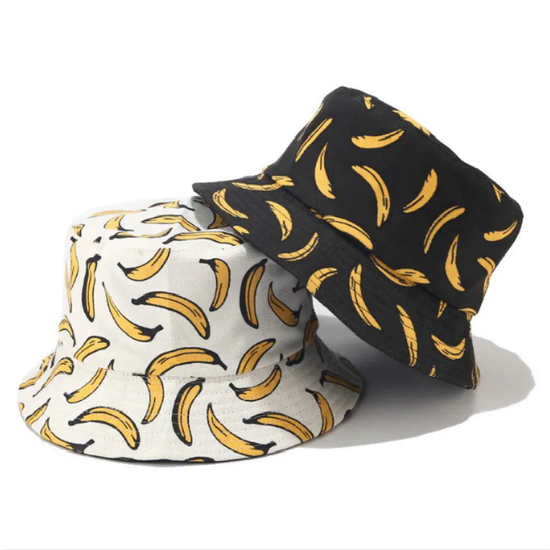 Двусторонняя Панама с принтом банана в стиле хип хоп Повседневная
