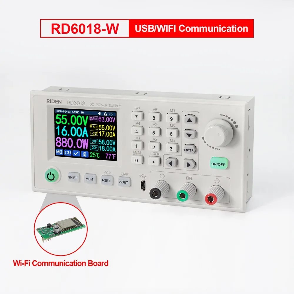 

RD6018 Transformers Adjustable DC Power Supply Step Down Module USB WiFi DC-DC Voltage Converter 60V Digital Controlled Switch