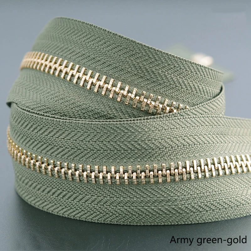 army green gold 1/3 ярд Meetee 5# Металлические молнии Открытый портной одежды сумки для дома швейные изделия для одежды пальто одежда молния ремонт аксессуар - Цвет: army green gold