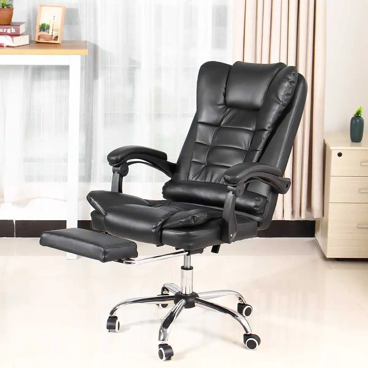 Исполнительный Вертлюг Offcie стул WCG игровой с подставкой для ног откидной кожаный