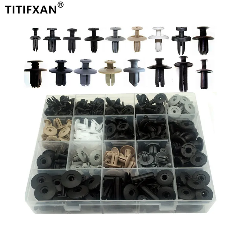 

320PCS Car Screw Expansion Plastic Fasteners With Box Clips Kit Repair Set Beige White Black Gray 5mm 6mm 7mm 8mm 9mm 10mm Hole