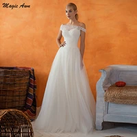 magic awn off the shoulder wedding dresses lace appliques princess elegant boho illusion mariage gowns a line vestidos branco