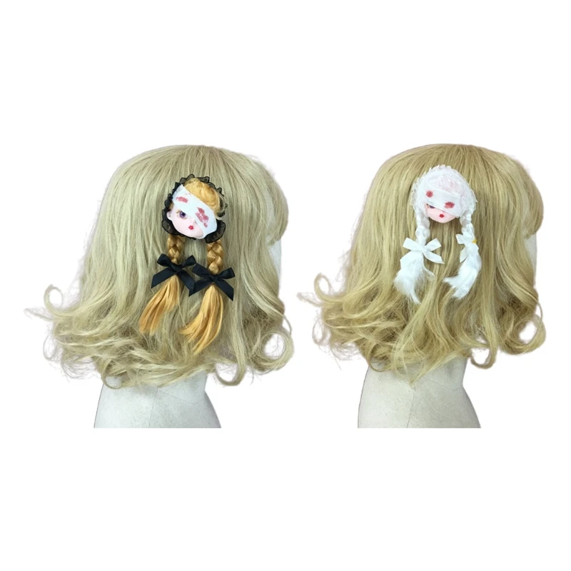 Бандажные броши в виде куклы креативные боковые заколки для волос кружевные на