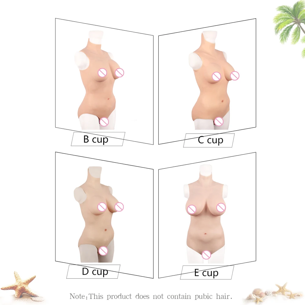Realistic Crossdresser Silicone Breasts Bodysuit Fake Breast Forms Triangular Vagina False Boobs D Cup Crossdress 3G |