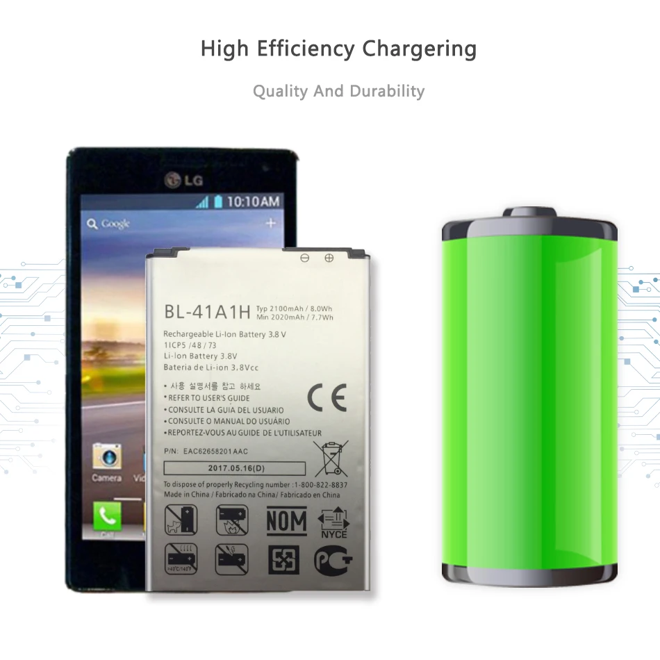 

2100mAh BL-41A1H Battery For LG X Style Tribute HD Boost Mobile X Style LS676 L56VL K200DS Optimus F60 MS395 Transpyre LS660