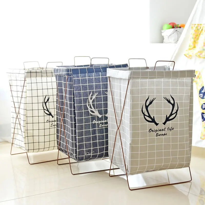 

Bathroom Waterproof Dirty Clothes Storage Rack Iron Rack Dirty Clothes Bucket Trash Can Home Storage Storage Basket 0883
