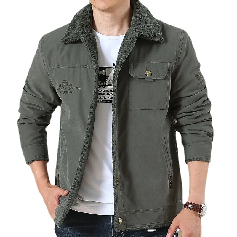 NEW Fall Winter Padded Jacket Men's Loose Padded Jacket Men's Plus Velvet Thick Tooling Lapel Youth Padded Jacket Warm Top M-4XL
