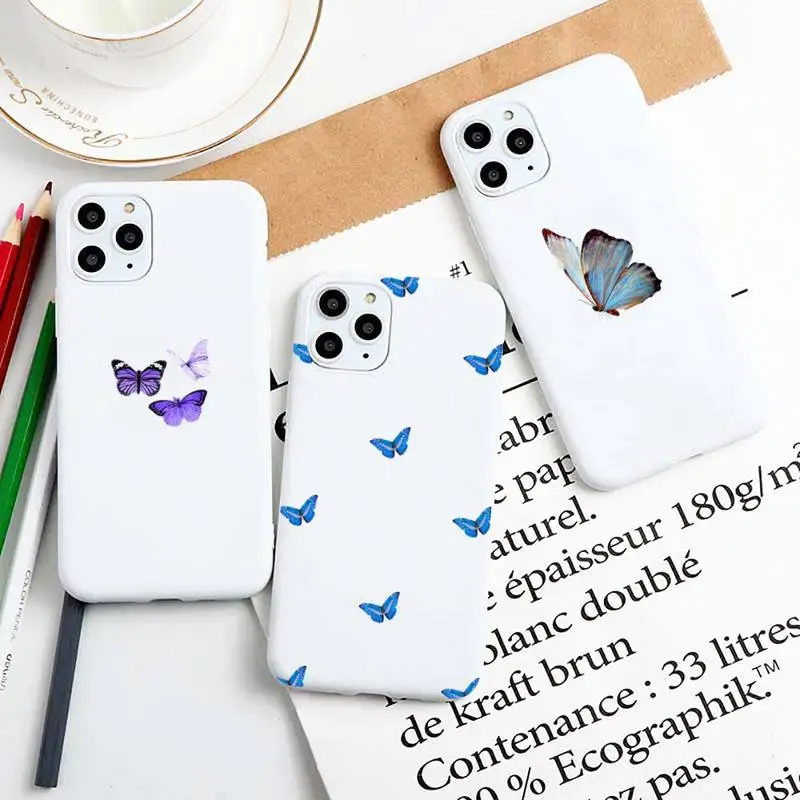

colorful butterflies Phone Case Liquid Phone Case for iphone 13 12 11 Pro Max XR XS X Soft Candy Cover for iPhone 6 6S 7 8 Plus
