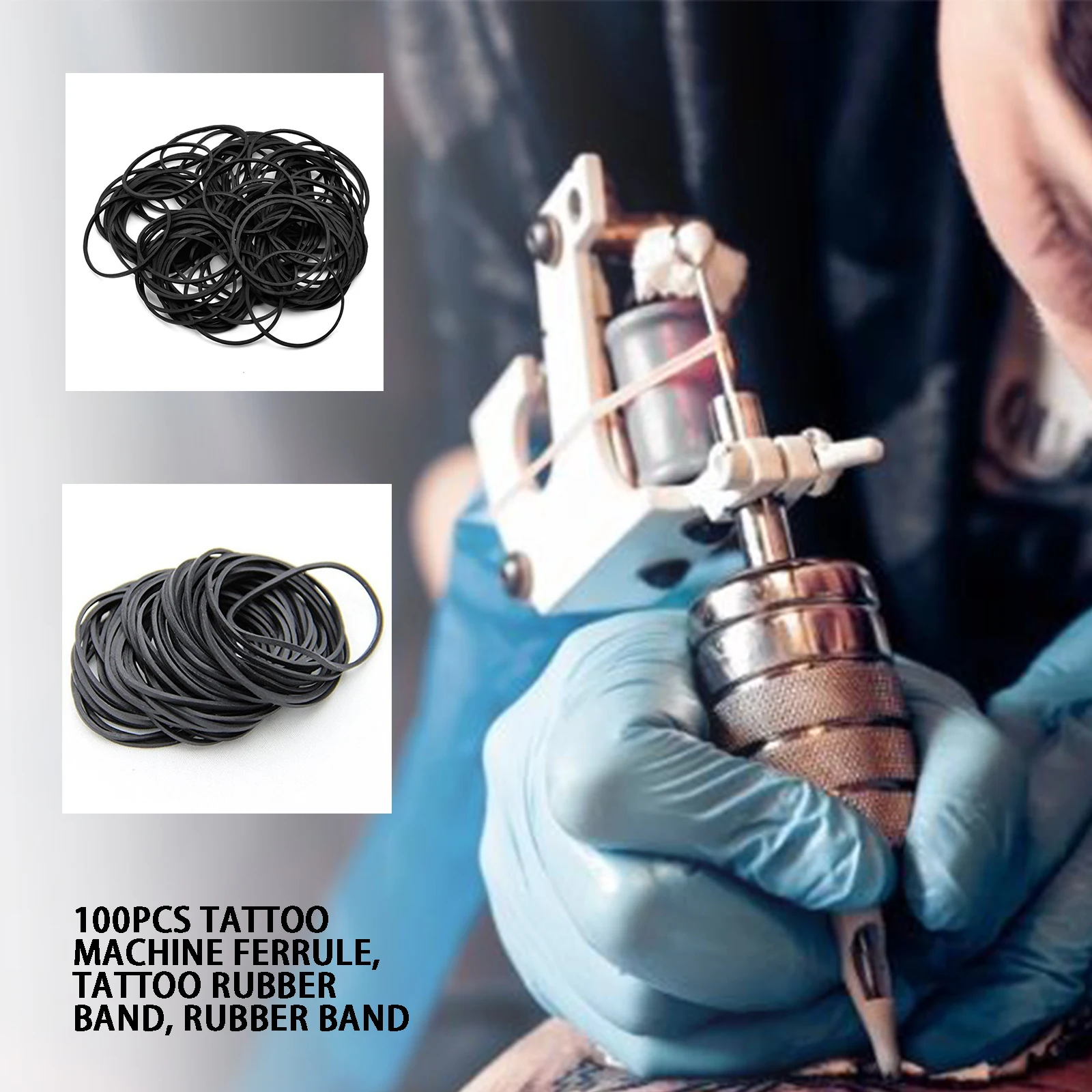 

100pcs 40mm Tattoo Accessories Supply Rubber Bands Gun Black Rubber Tatoo For Tattoo Machine Parts Plastic Professional