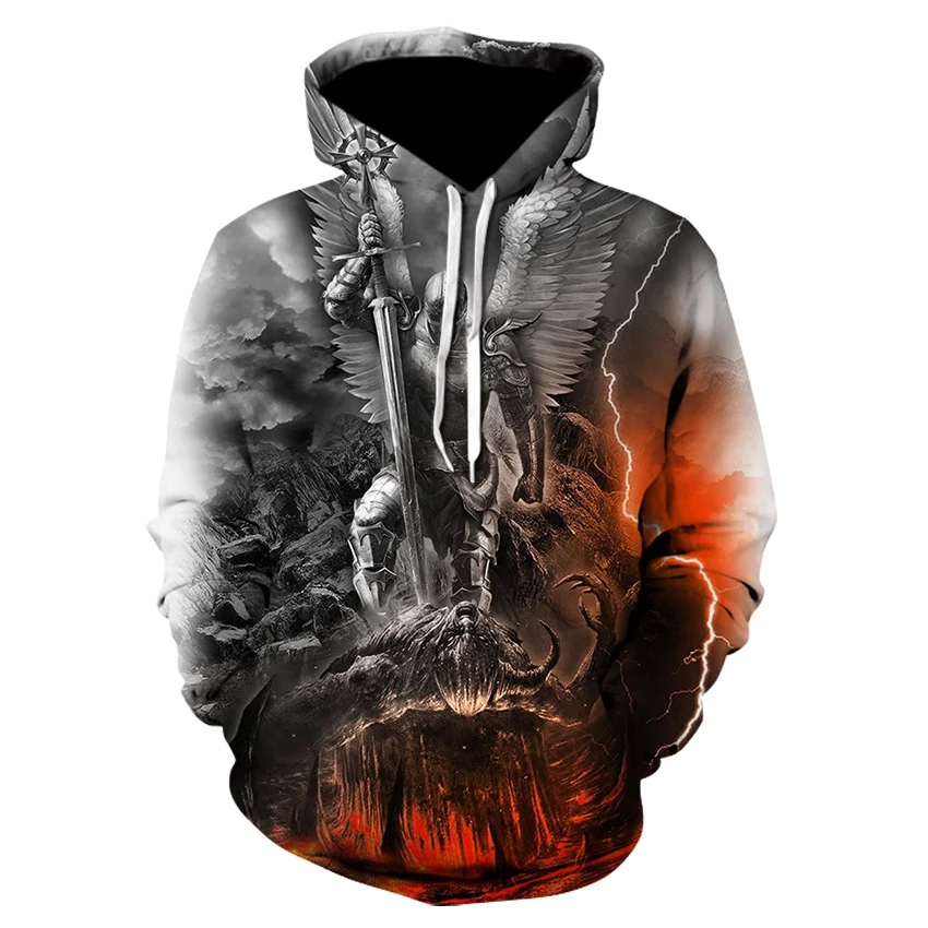 

Autumn men's and women's skull hoodie casual street style angel demon war element 3D printing clothing 2021 new product hot sale