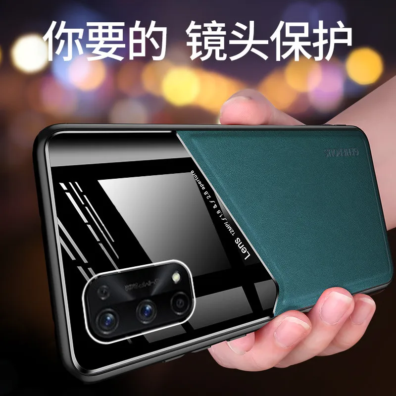 for oppo realme 7 pro case luxury leather magnetic car holder mirror glass cover for realme 5 6 7i x7 c11 c12 c15 c17 xt x2 v3 free global shipping