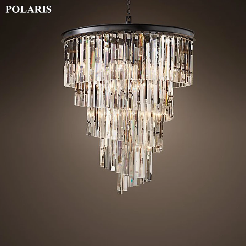 Роскошный винтажный Хрустальный подвесной светильник чехол для лестницы люстра