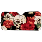 Солнцезащитный козырек для лобового стекла автомобиля, складной, с забавным рисунком черепа и розы, защита от ультрафиолета, 2021