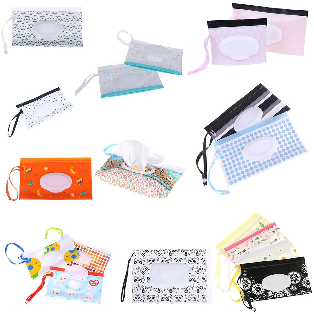 

Eco-Friendly Baby Wipes Bag Wet Wipe Box Cleaning Wipes Portable Bag Container Case Kids Reusable Wet Wipes Bag Chaning Pad