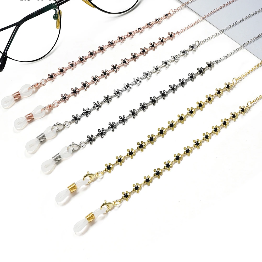 

Simple Retro Metal Flower Link Sunglasses Chain Women Elegant Reading Glasses Hanging Necklace Eyewear Accessories