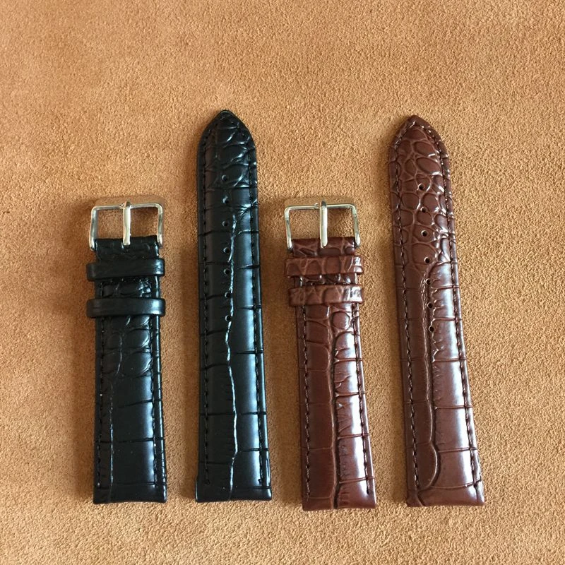 

High Quality Alligator Pattern Leather watch Strap Brown Black