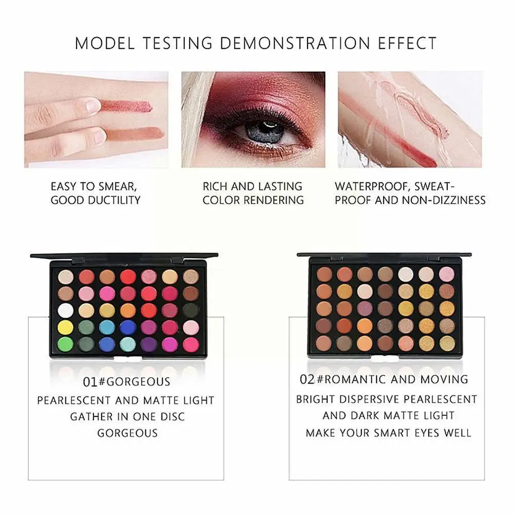 40 цветов матовые тени для век Палитра блестящие макияж водостойкий мерцающий