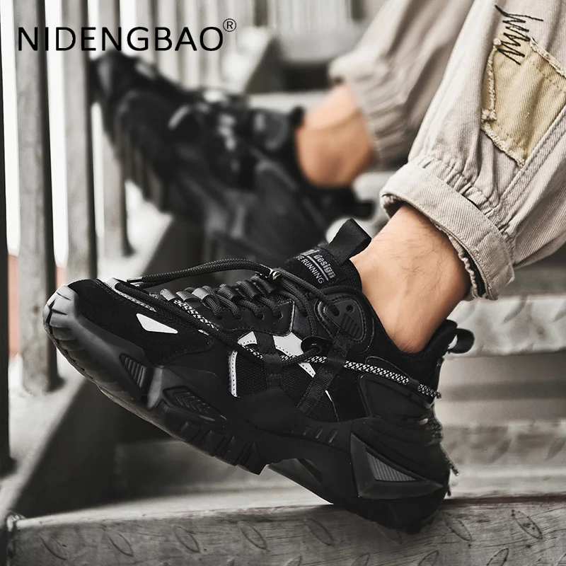 Platform Men's Sneakers Heighten 5cm Shoes for Men Sport Casual Breathable Male Shoe Walking Running Comfortable Footwear Big 45