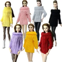 16 pure manual knitted handmade sweater winter dress for barbie dolls clothes outfit top coat for barbie 16 bjd doll accessory