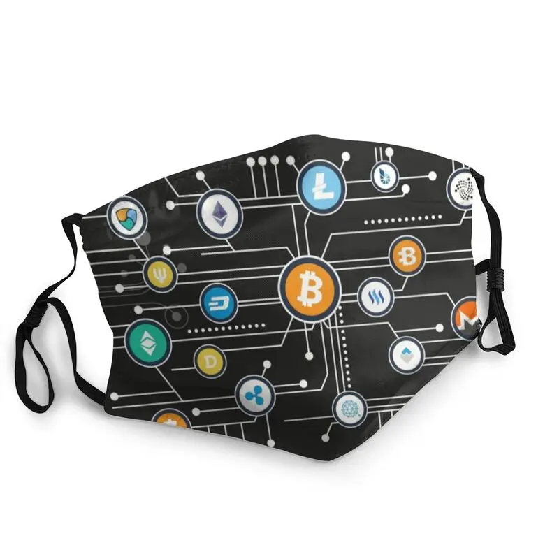 

Cryptocurrency Bitcoin Altcoin Blockchain Logo Mask Reusable Ethereum Mouth Face Mask Anti Haze Respirator Mouth-Muffle