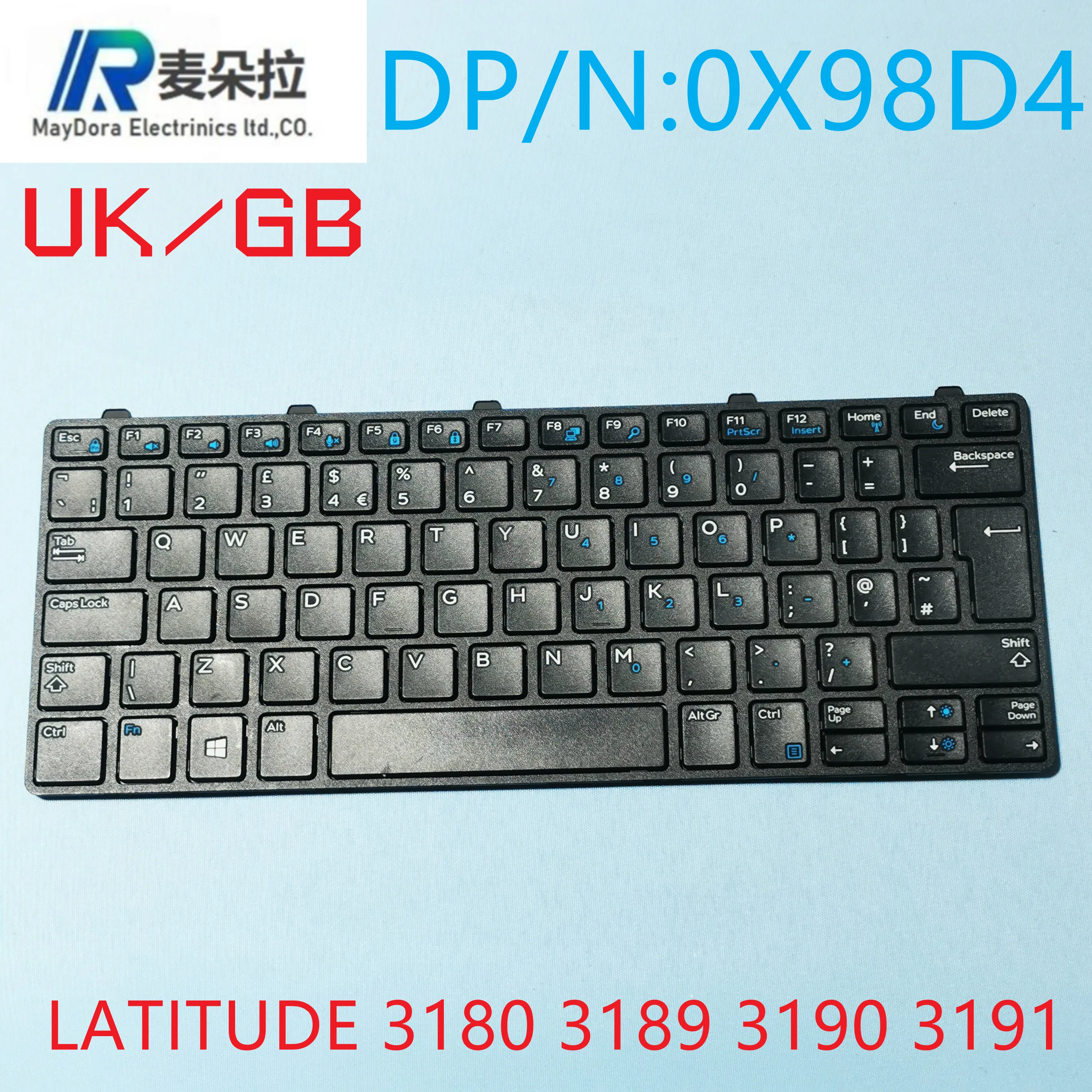 

UK/GB Keyboard for DELL LAITUDE11-3000 3180 3190 3189 3191 3380 series laptop 0X98D4 X98D4
