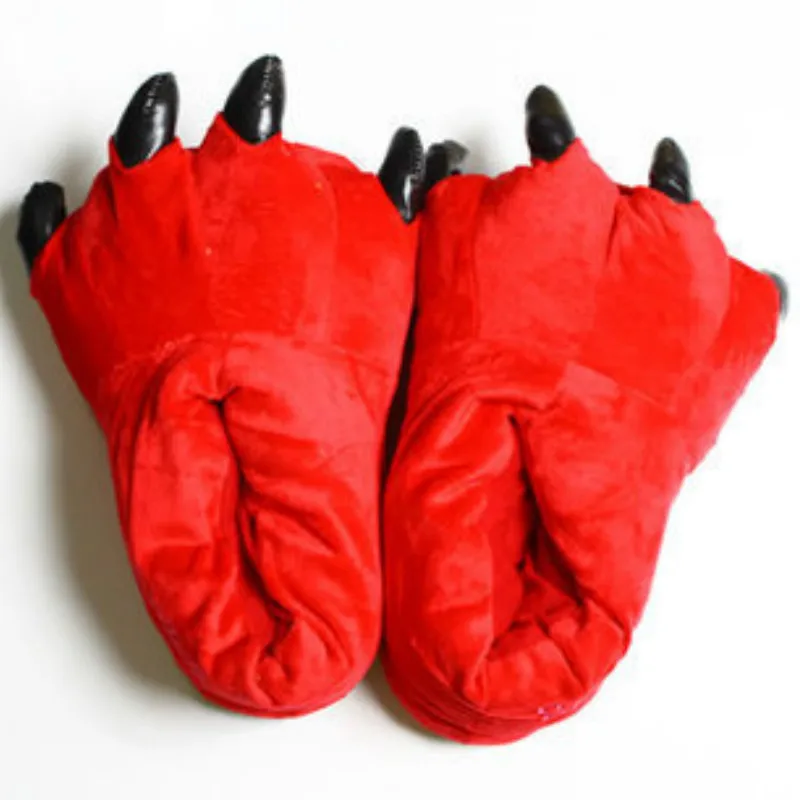 Обувь с лапами для мужчин и женщин домашняя обувь из бархата кораллового цвета