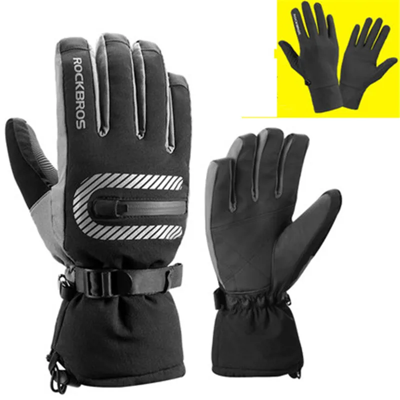 ROCKBROS зимние теплые велосипедные перчатки с сенсорным экраном MTB мужские и