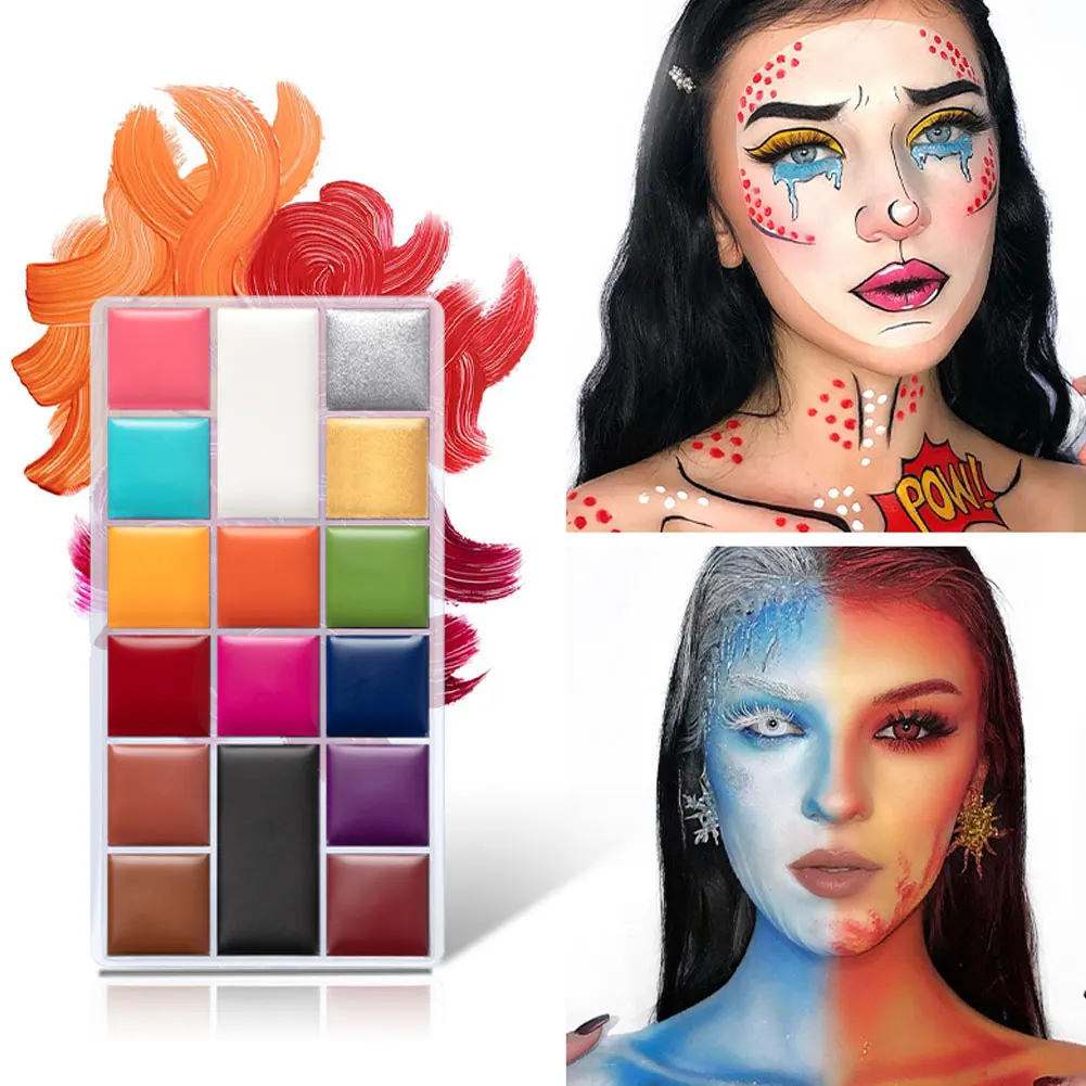 

16 Colors Art Face Body Painting Oil Non Toxic Safe Kids Flash Tattoo Painting Halloween Party Makeup Fancy Dress Beauty Palette