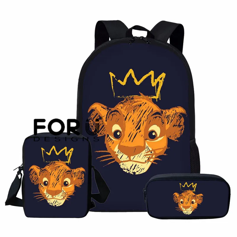 L5445CEK FORUDESIGNS/Школьный рюкзак с принтом «Король Лев» для мальчиков, повседневный мужской рюкзак для подростков, винтажная сумка с рисунком, 16 дюймов, Детская сумка - Цвет: L5445CEK