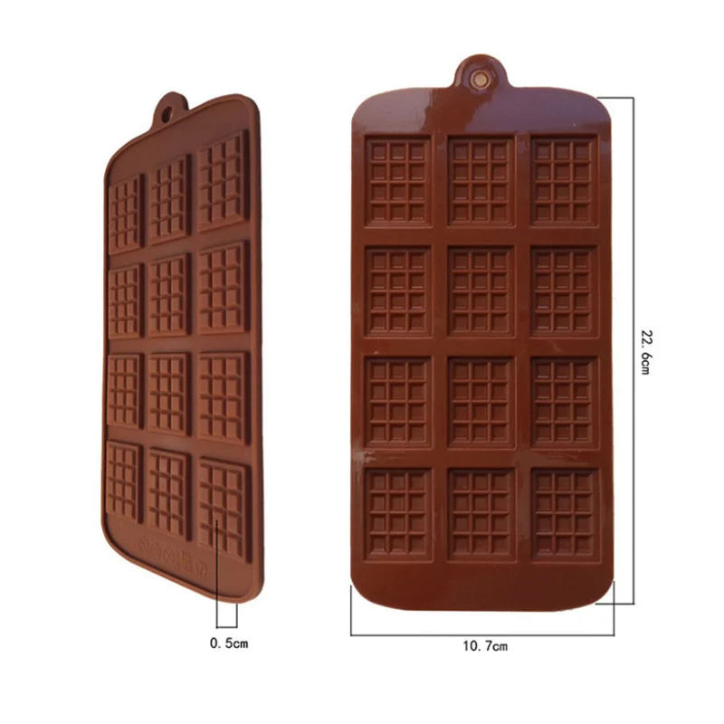 

1PCS Silicone Mold 12 Cells Chocolate Mold Fondant Patisserie Candy Bar Mould Cake Mode Decoration Kitchen Baking Accessories