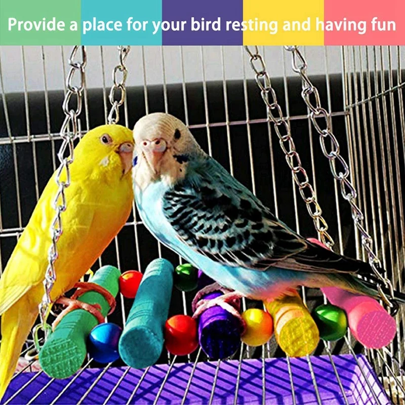 

Bird Parrot Toys-Bird Hanging Shredding Swing Chew-Birds Ladder Bell Toys For Conure Parakeets Mynah Cockatiel Macow Coconut