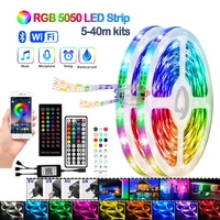 5 40m led strip lights bluetooth wifi rgb smd 5050 12v outdoor lighting 50t waterproof tape diode 44 key remote controladapter