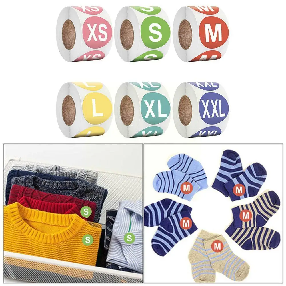 Paper Stickers Labels For Clothing Size Adhesive Printed DIY Decoration /XXL Xs/S/M/L/Xl Supplies 1 Tags Stickers Roll/500 U1U6