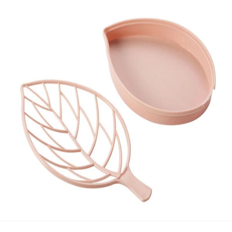 Leaf pink Двухслойная мыльница кухонные инструменты аксессуары для ванной комнаты мыльница всасывающий держатель корзина для хранения мыльница подставка - Цвет: Leaf pink