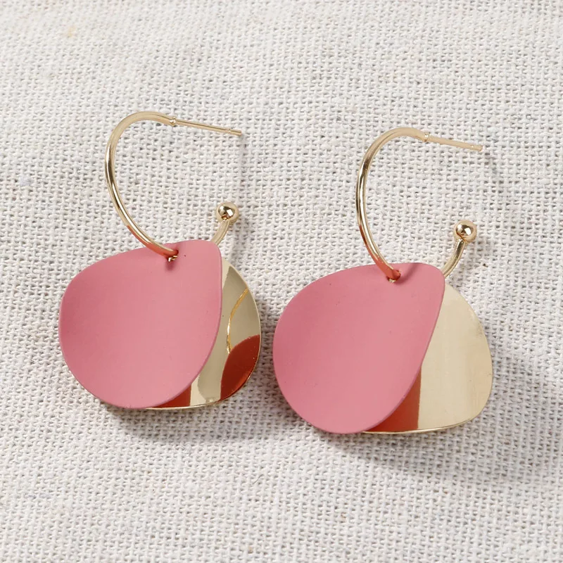 

2019 Fashion Metal Drop Pendant Earrings Hanging Geometric Pendant Earrings Exaggerated Hoop Earrings for Women Party Jewelry