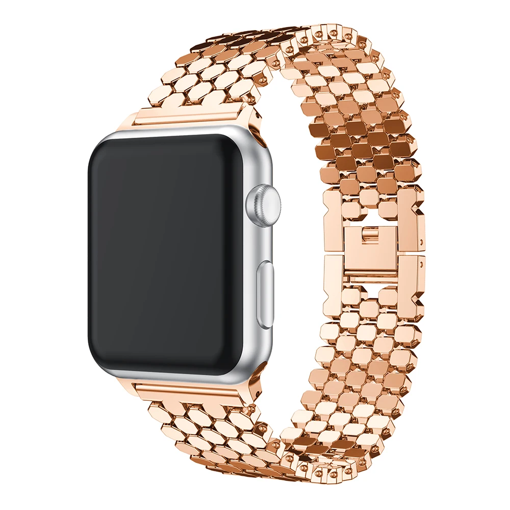 

Ремешок из нержавеющей стали для Apple watch band 38 мм 42 мм, металлический звеньевой браслет в виде рыбьей чешуи для iWatch Series 3 4 5 se 6 40 мм 44 мм