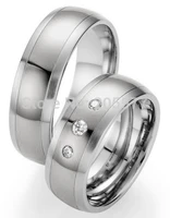 2014 classic custom white gold color health titanium cz wedding ring sets