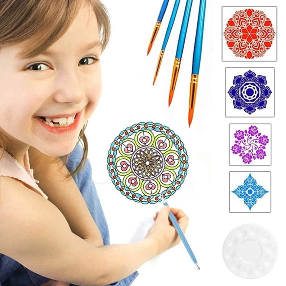 Трафареты для рисования мандалой набор инструментов творчества чертежей холста