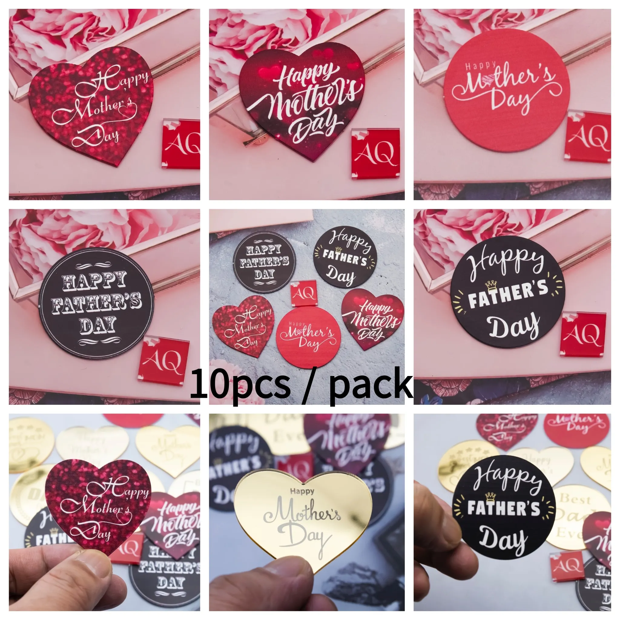 10 шт. УФ-печать День матери отца кекс Топпер Золотой акриловый торт для лучшей