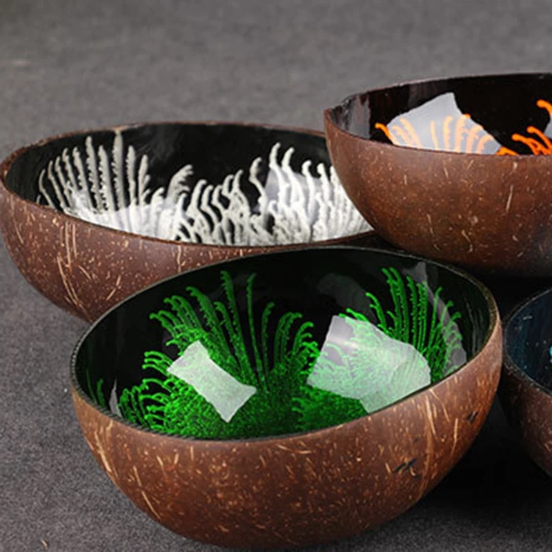 6 шт./компл. натуральная Кокосовая оболочка ключ конфетная тарелка для стола