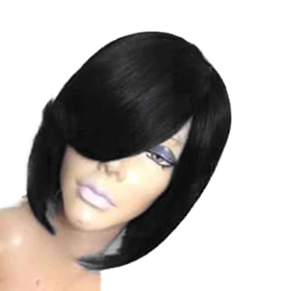 Боб парики синтетические с челкой для женщин термостойкий Bobo парик Омбре красный