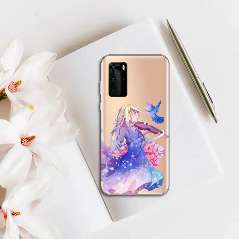 

Your lie in April Phone Case Transparent for huawei honor P 40 30 20 lite Pro 10 i 8 9 x p smart 2019